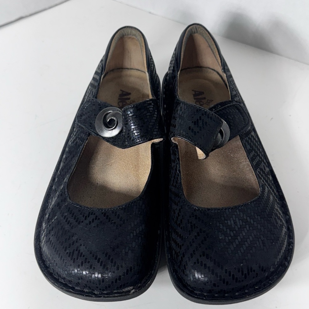 Alegria Paloma Leather Mary Jane Clogs Womens 8/8.5 EU 38 Black Hook and Loop - Picture 3 of 9